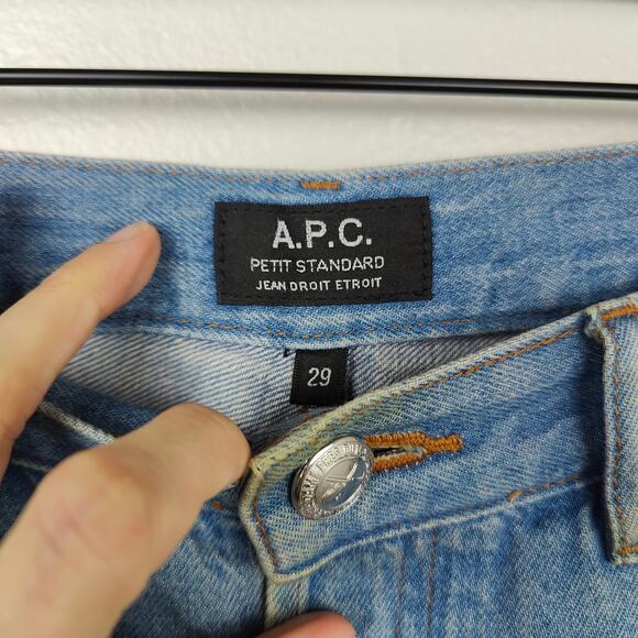 A.P.C. Indigo Petit Standard Jeans Mens 29 Stonewash Slim Straight 100% Cotton - Picture 8 of 9
